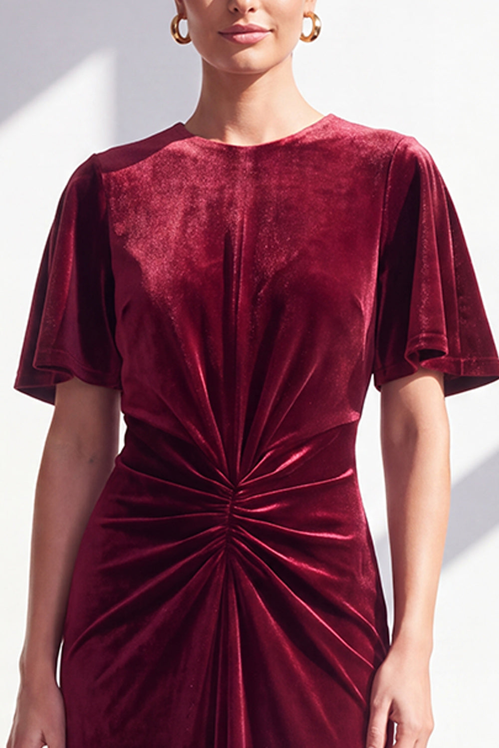 Dark Blue Sheath Ruched Velvet Mother Of The Bride Dress