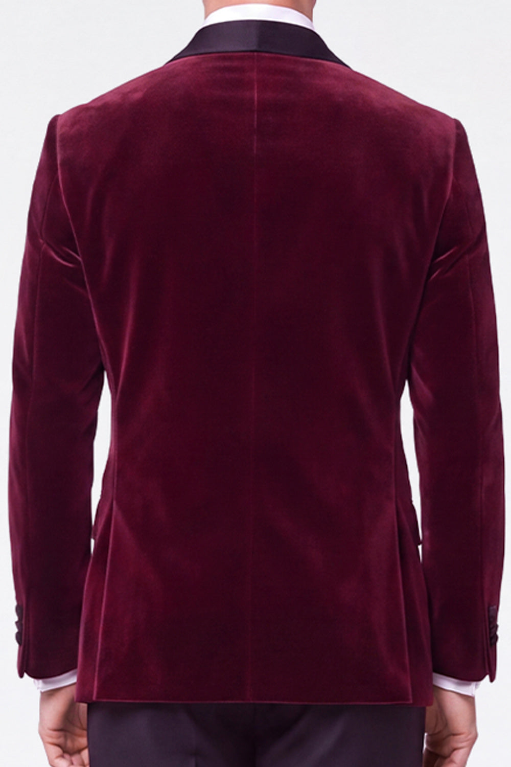 Burgundy 2 Piece Velvet Shawl Lapel Double Breasted Men's Prom Suits