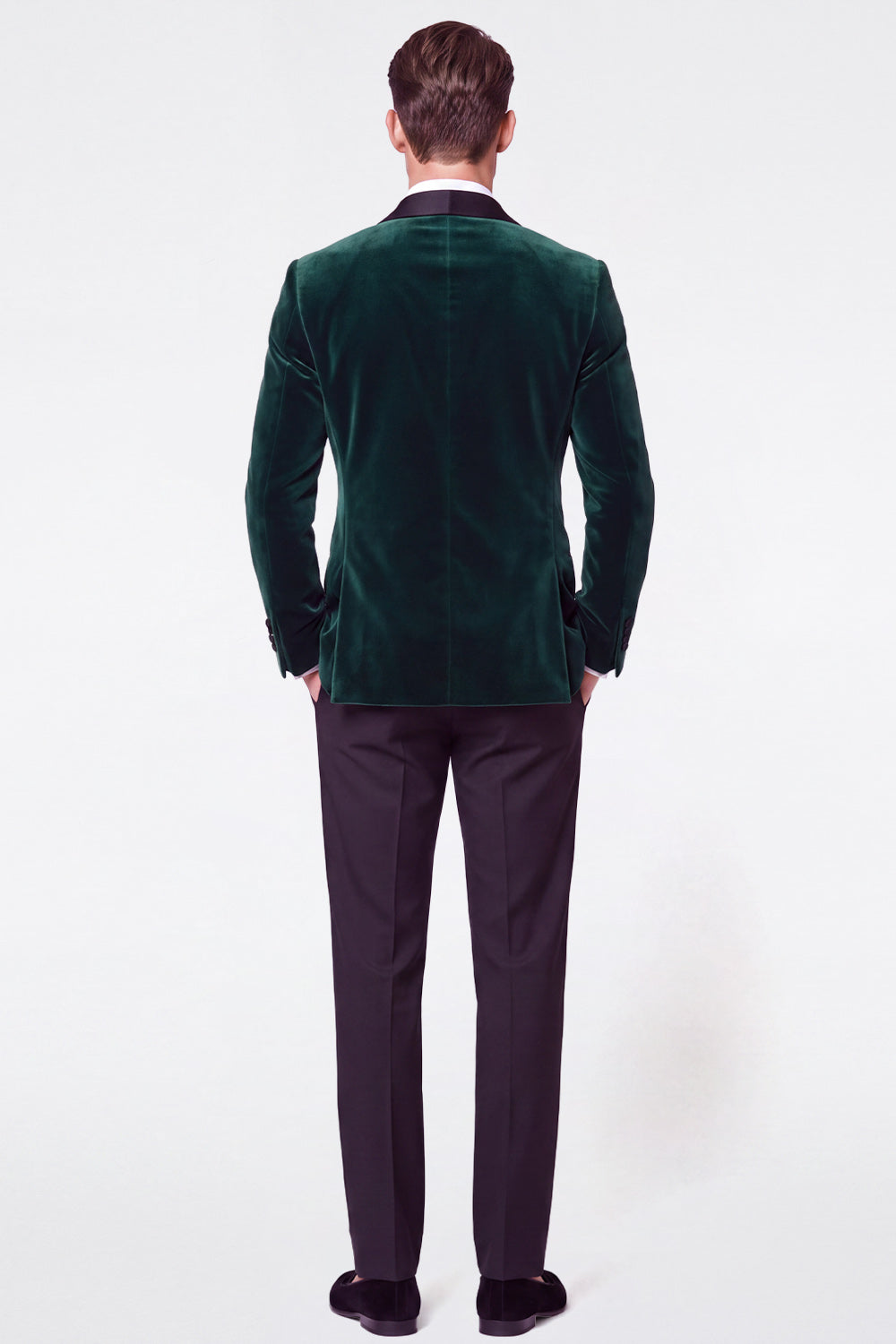Burgundy 2 Piece Velvet Shawl Lapel Double Breasted Men's Prom Suits