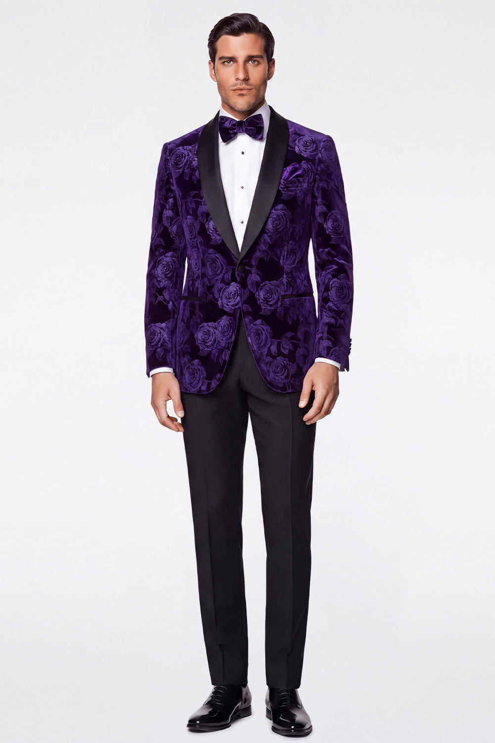 Black Golden 2 Piece Peak Lapel Jacquard Single Breasted Men's Prom Suits