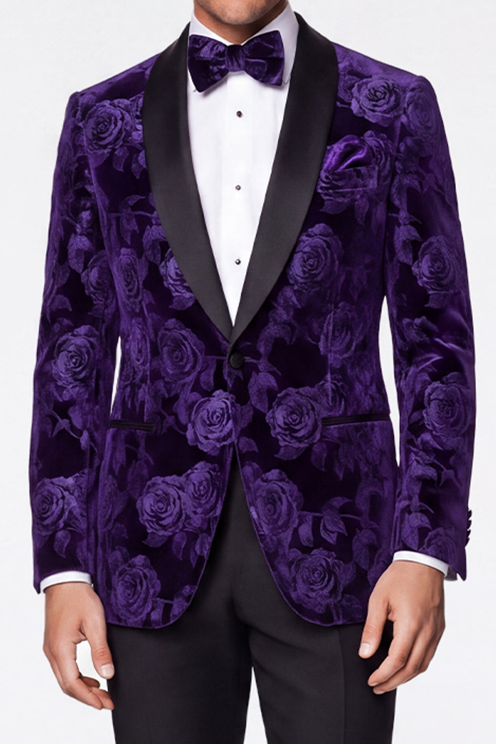 Black Golden 2 Piece Peak Lapel Jacquard Single Breasted Men's Prom Suits