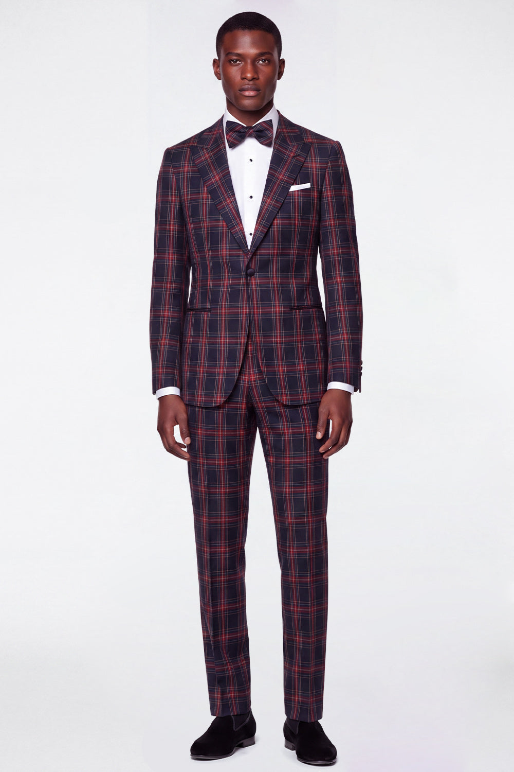 Blue Grid Notch Lapel Single Breasted Men's Prom Suits