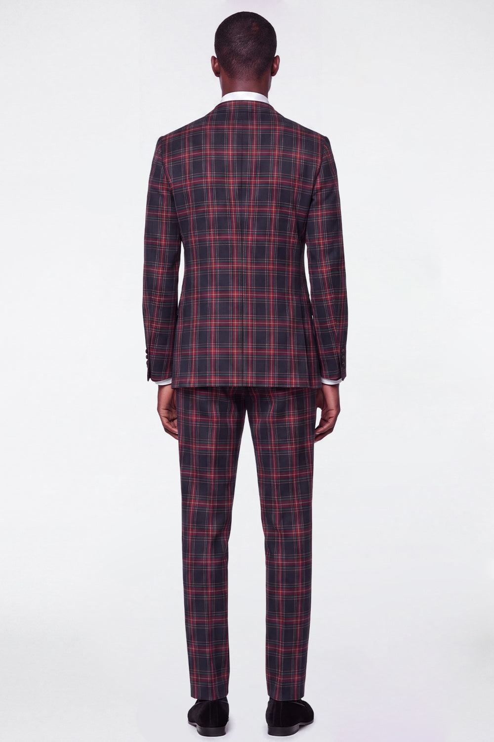 Blue Grid Notch Lapel Single Breasted Men's Prom Suits