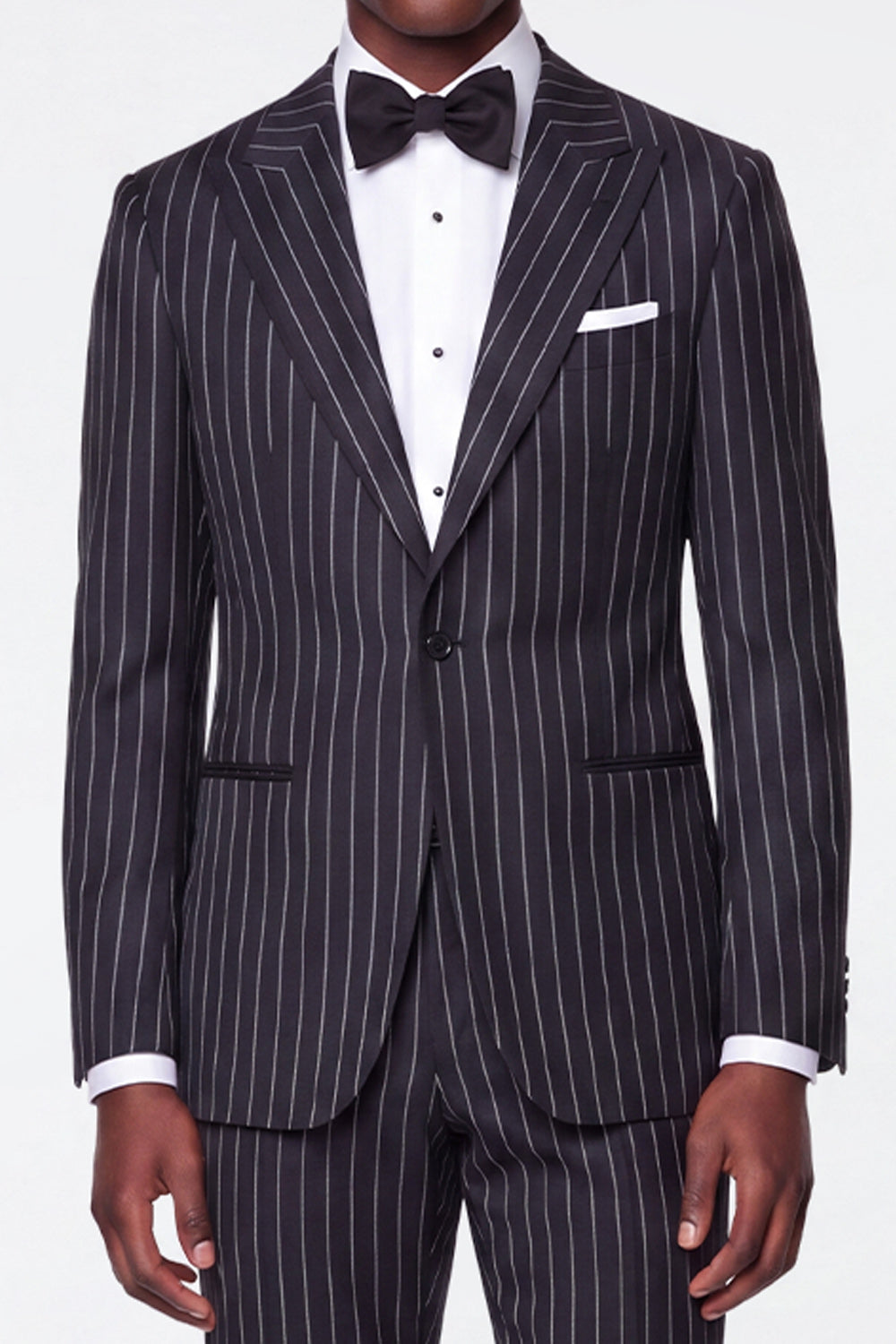 Costumes de bal noirs et gris pour hommes, 2 pièces, revers crantés, rayures fines, simple boutonnage