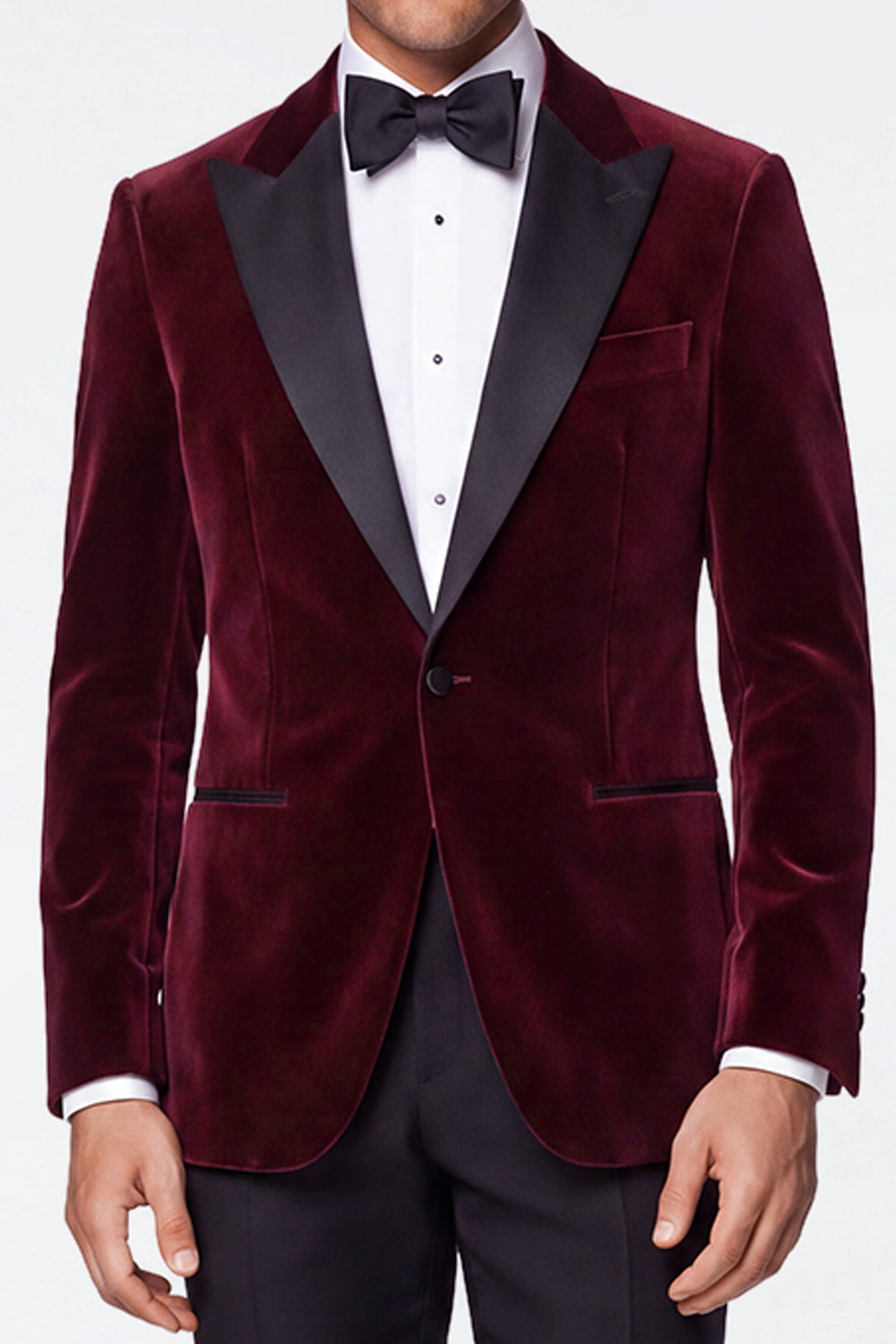 Burgundy 2 Piece Velvet Peak Lapel Single Breasted Men's Prom Suits
