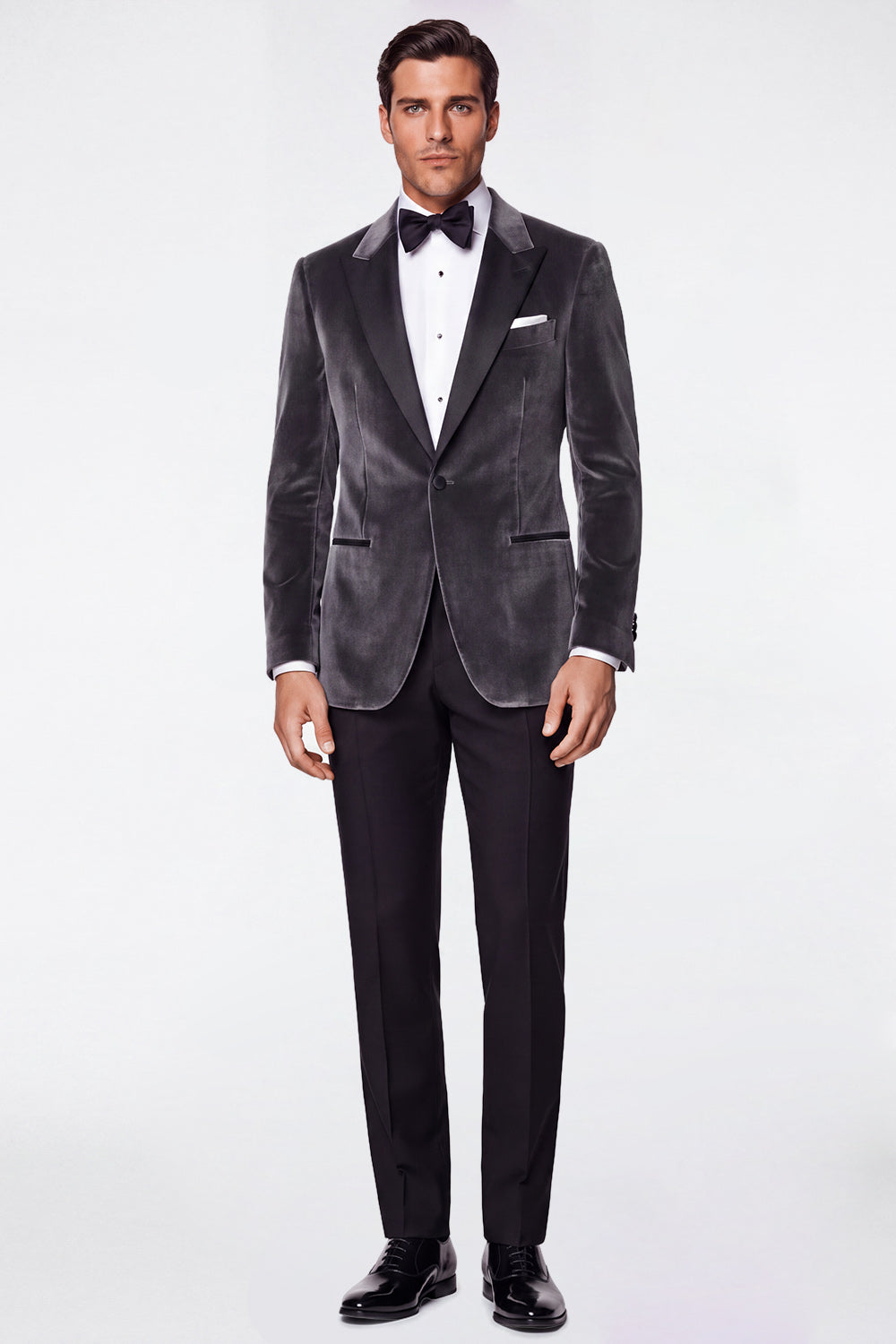 Burgundy 2 Piece Velvet Peak Lapel Single Breasted Men's Prom Suits