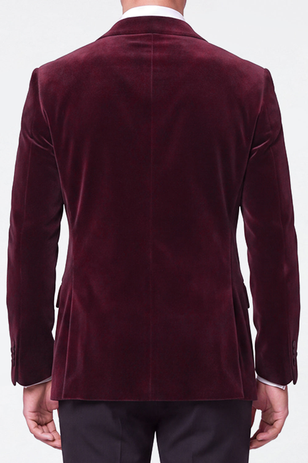 Burgundy 2 Piece Peak Lapel Single Breasted Velvet Men's Prom Suits