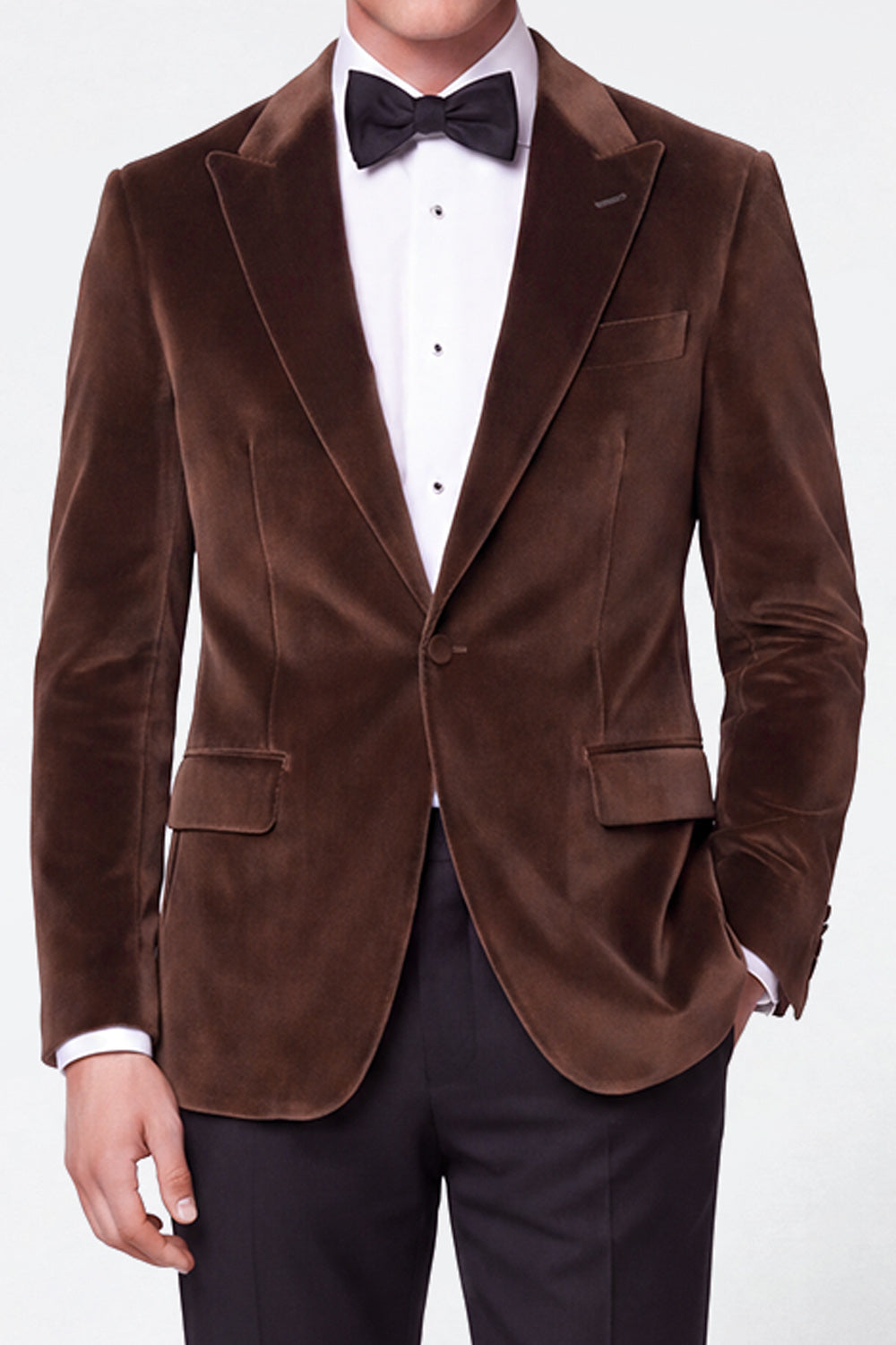 Burgundy 2 Piece Peak Lapel Single Breasted Velvet Men's Prom Suits