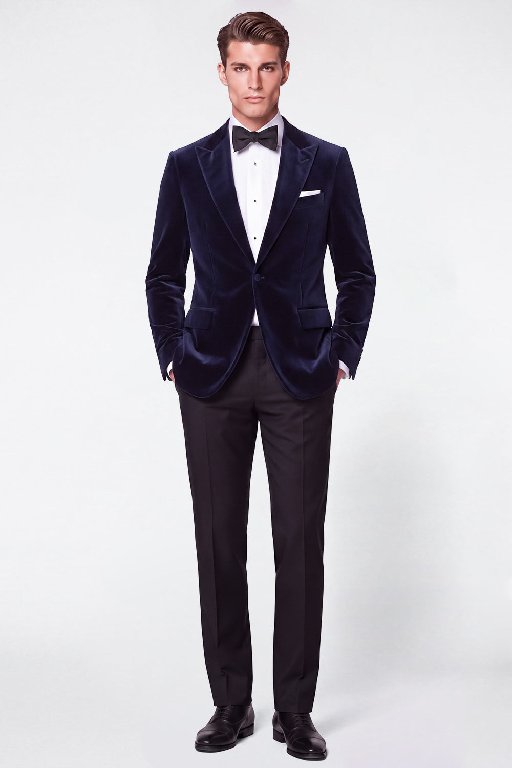 Burgundy 2 Piece Peak Lapel Single Breasted Velvet Men's Prom Suits