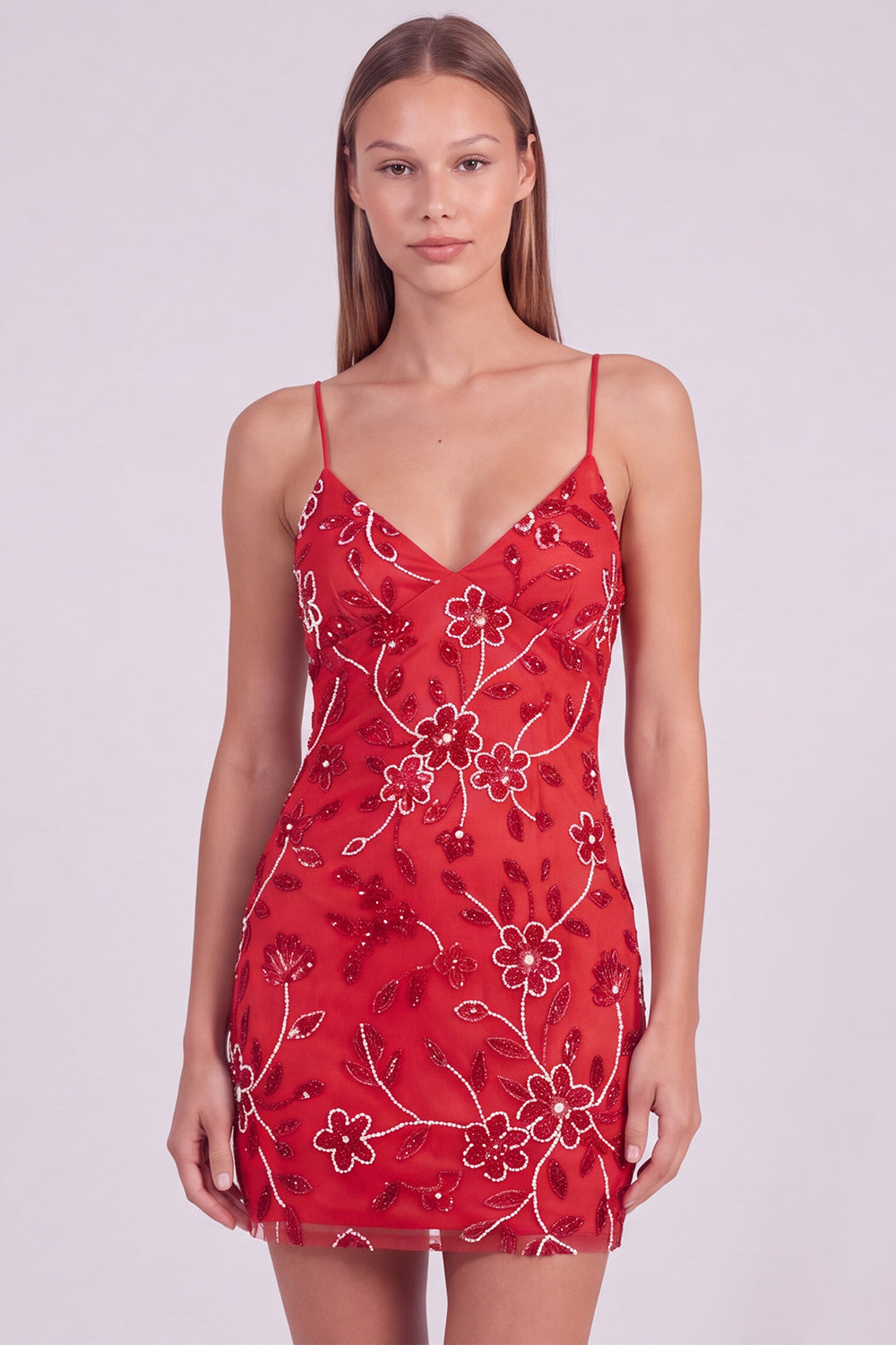 Pink Floral Bodycon Sequins Beaded Short Homecoming Dress with Lace Up Back