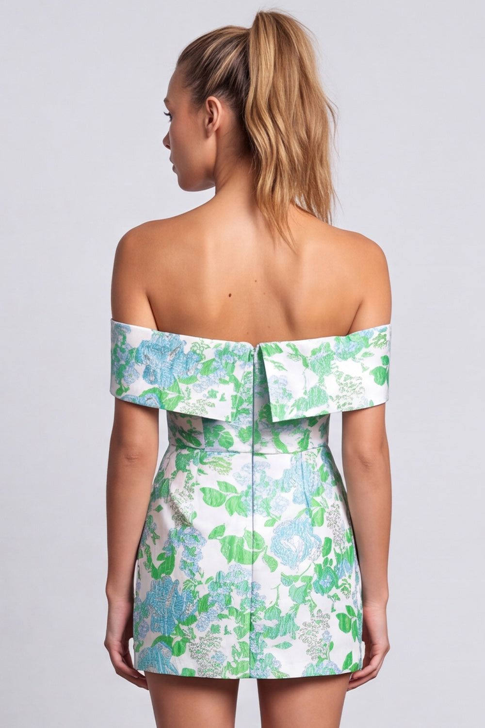 Green Strapless Floral Printed Bodycon Short Homecoming Dress