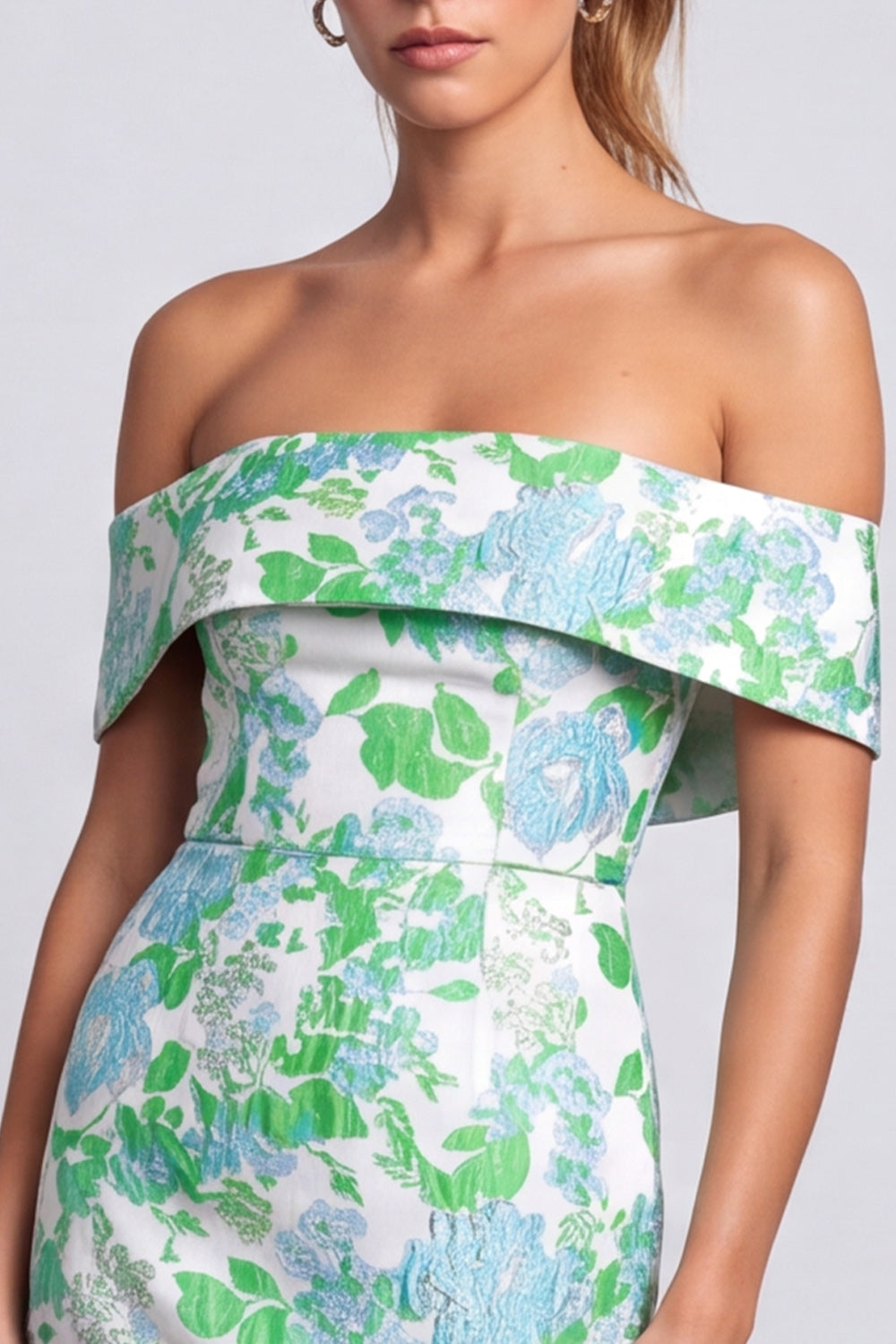 Green Strapless Floral Printed Bodycon Short Homecoming Dress