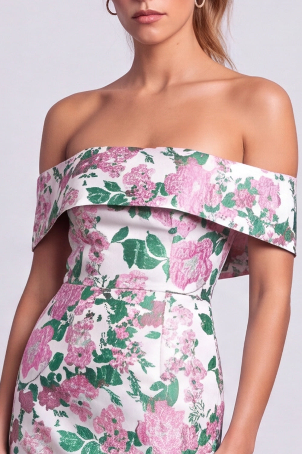 Green Strapless Floral Printed Bodycon Short Homecoming Dress