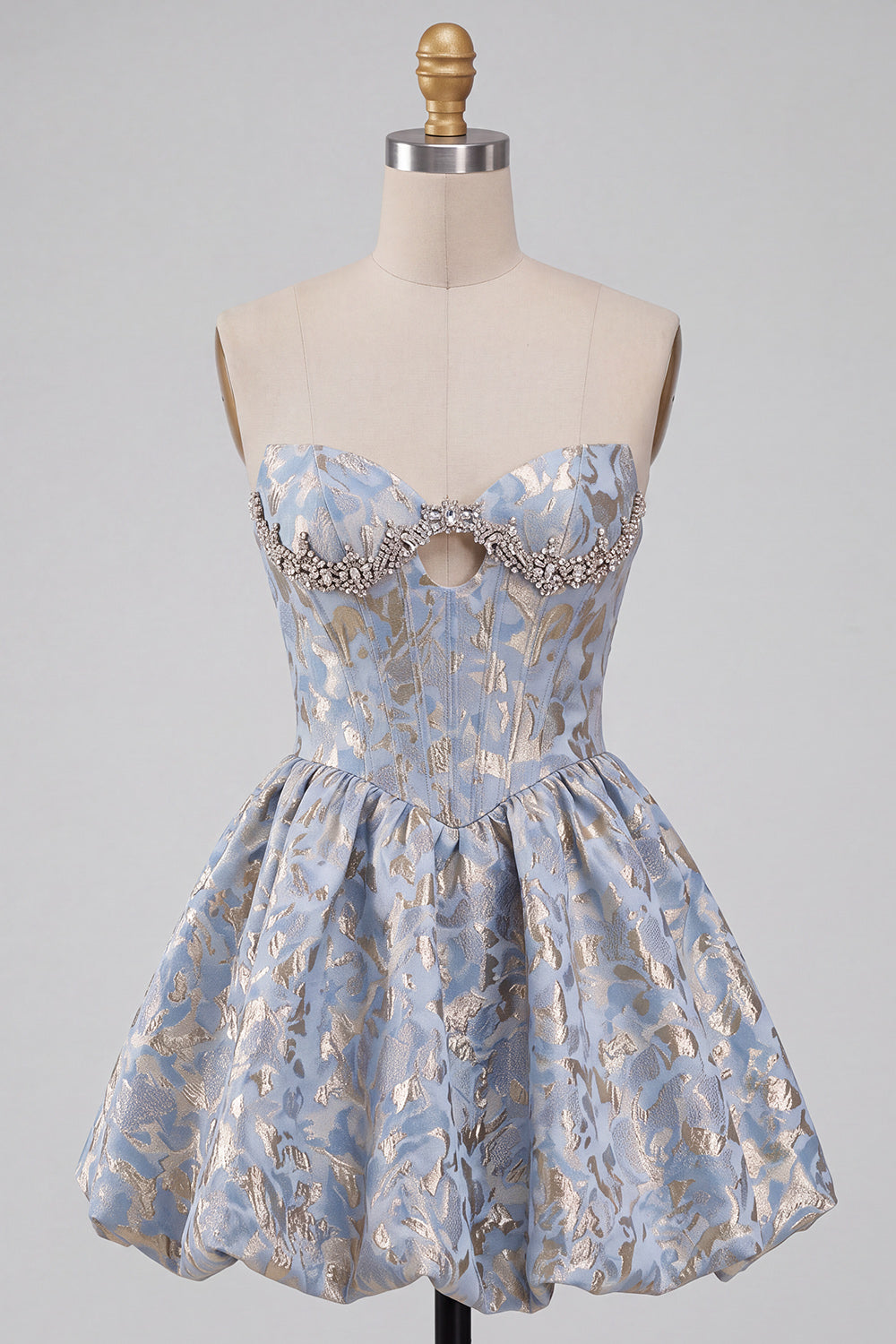 Light Blue Corset Sweetheart Short Homecoming Dress with Rhinestone