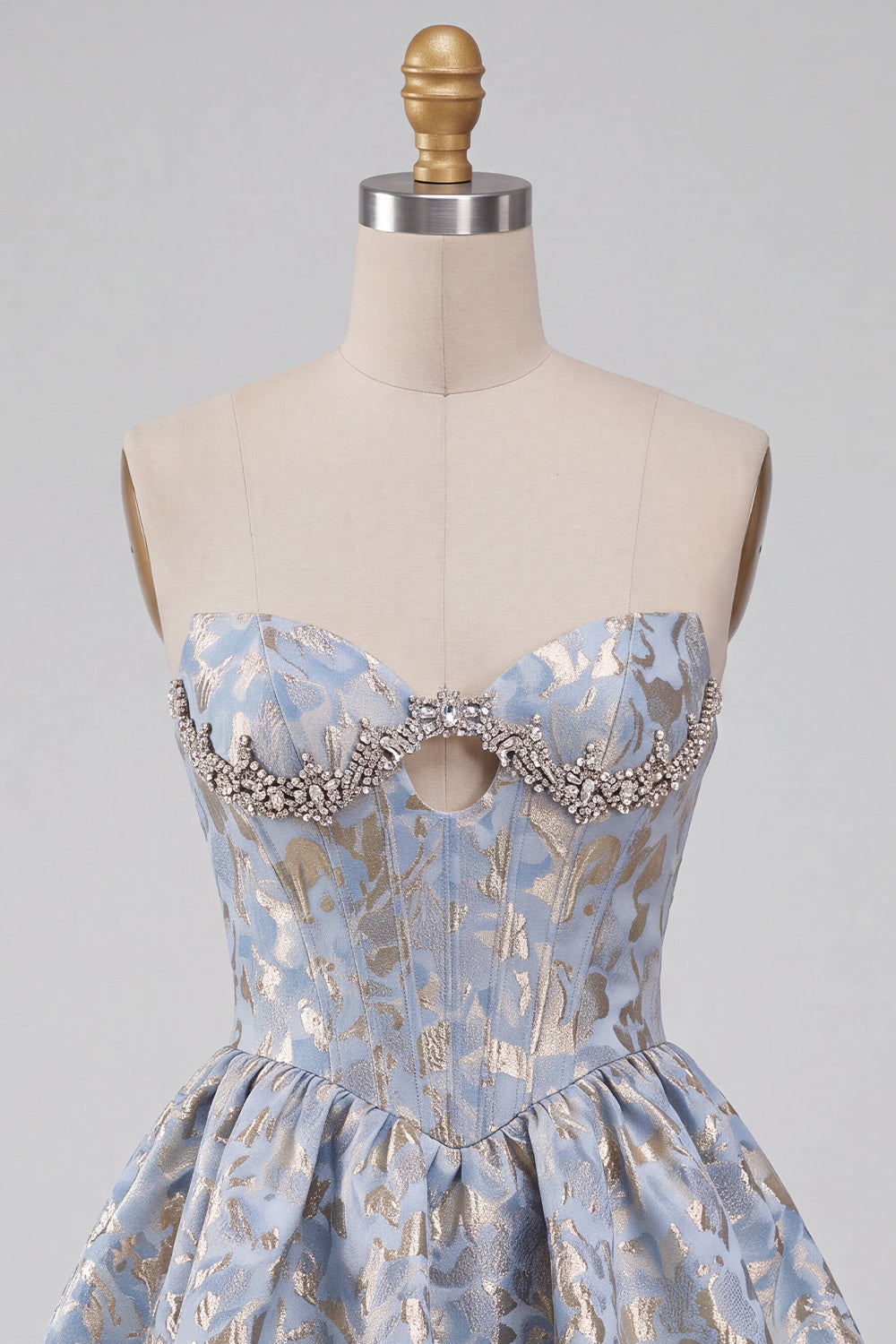Light Blue Corset Sweetheart Short Homecoming Dress with Rhinestone