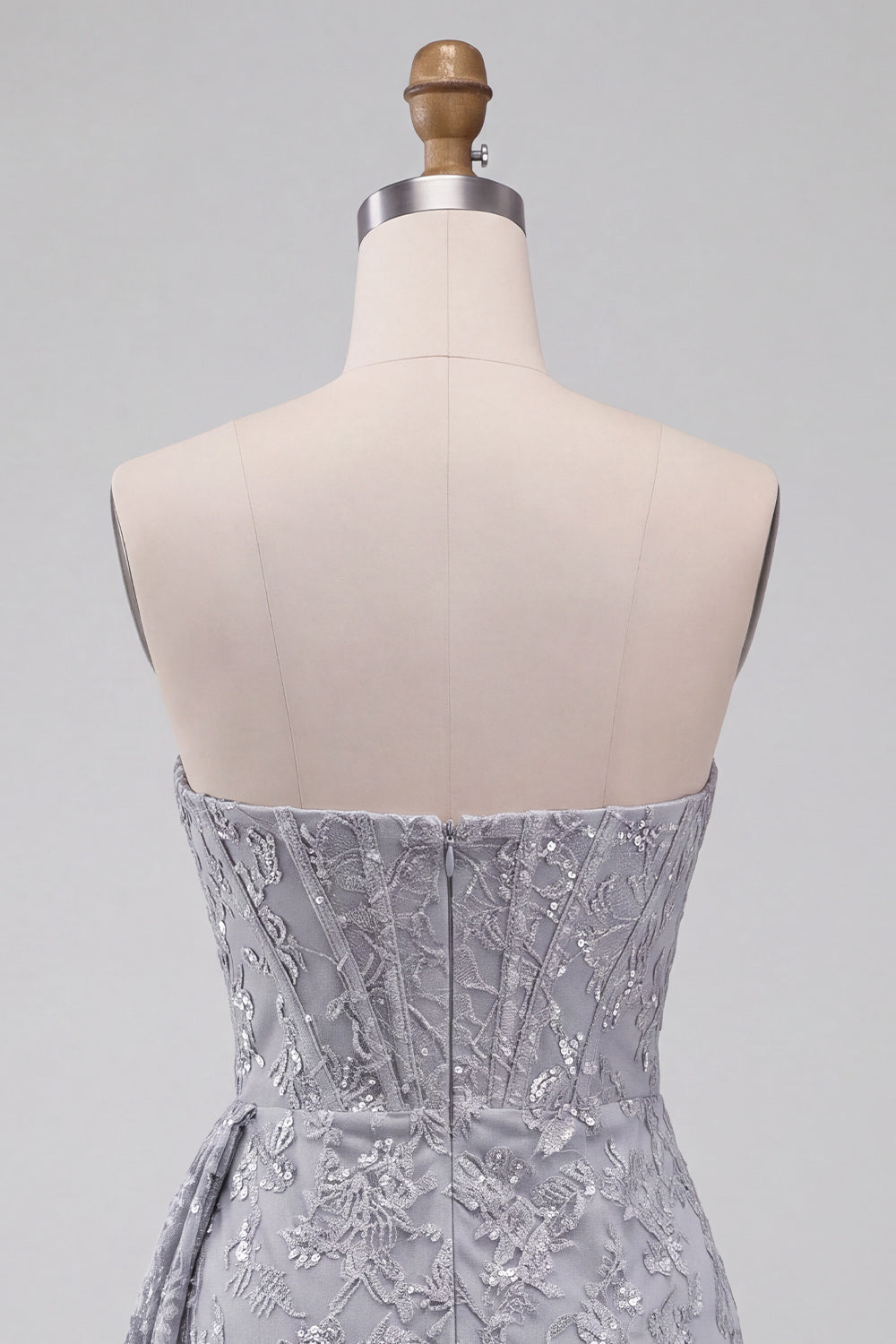 Grey Blue Corset Bodycon Strapless Ruched Short Homecoming Dress with Side Streamer