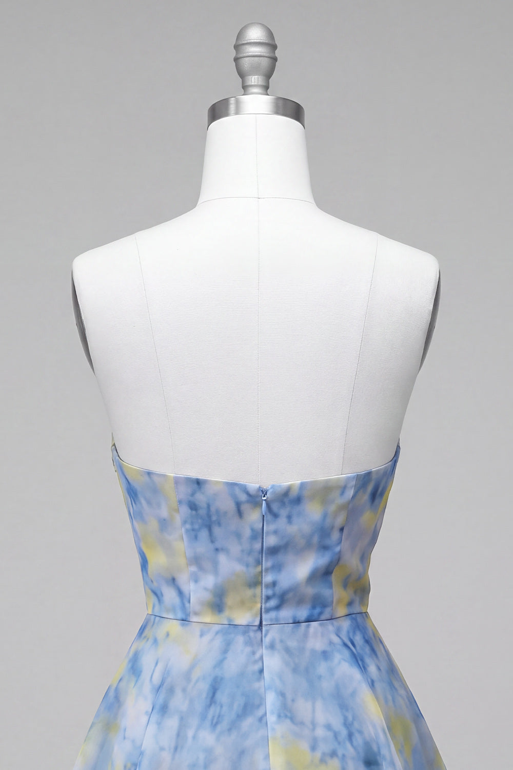 Grey Blue Strapless A-Line Ruched Short Homecoming Dress with 3D Flowers