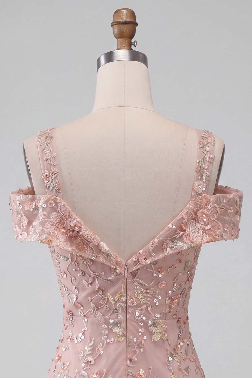 Blush Bodycon Cold Shoulder Floral Short Homecoming Dress with Embroidery