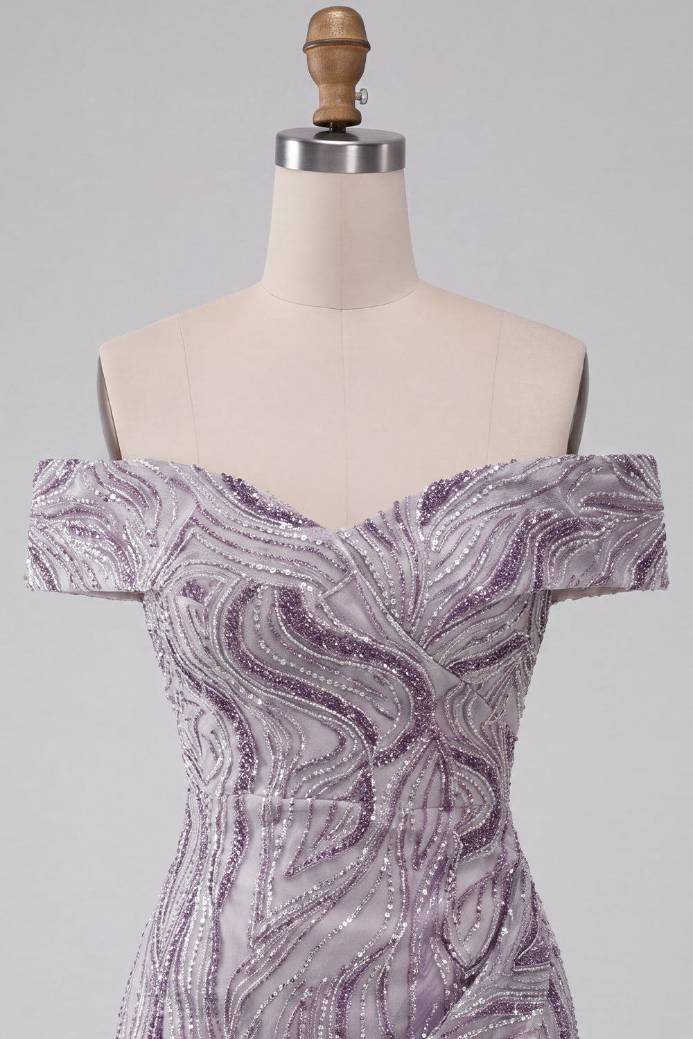 Glam Lilac Bodycon Off the Shoulder Sequins Short Homecoming Dress