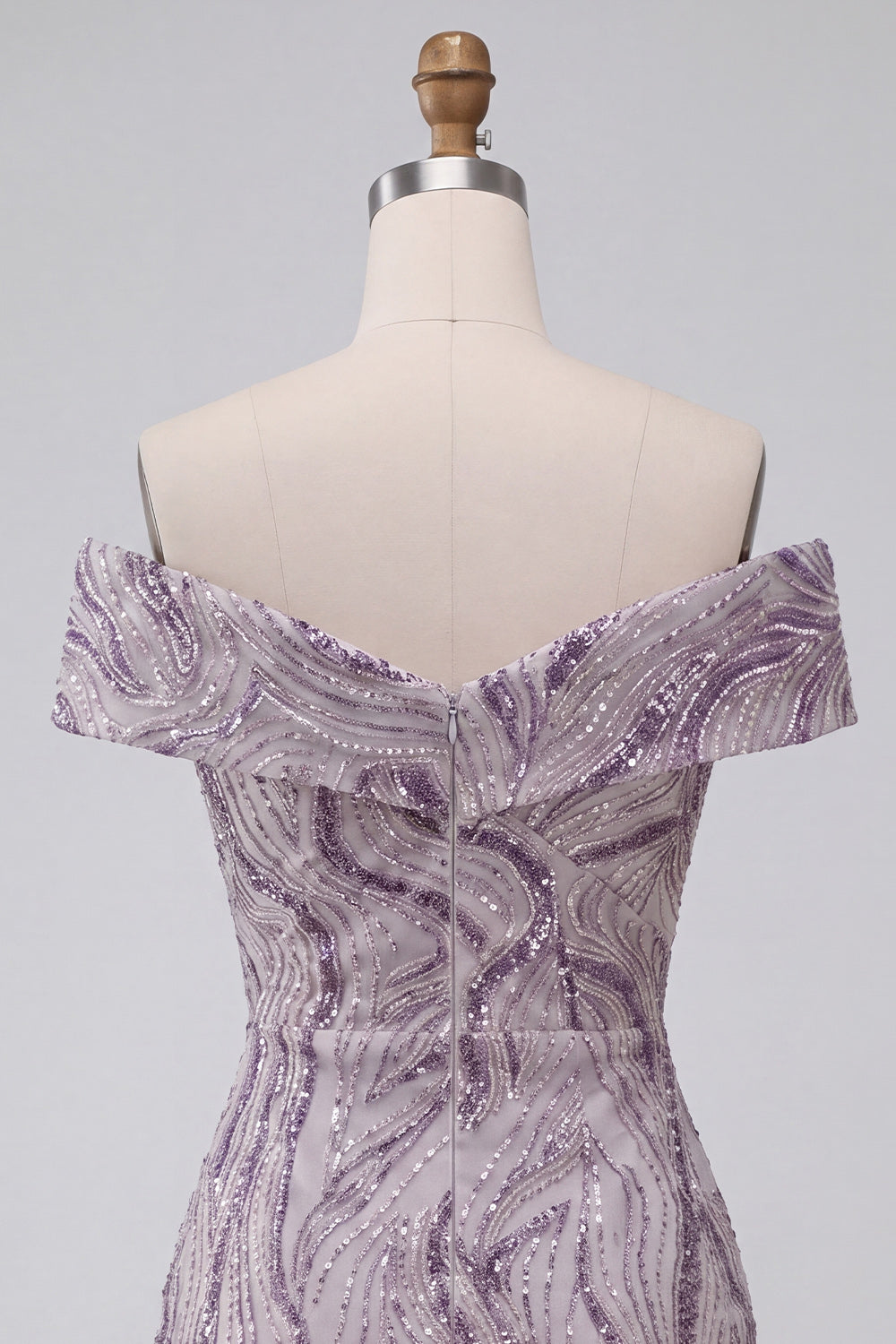 Glam Lilac Bodycon Off the Shoulder Sequins Short Homecoming Dress