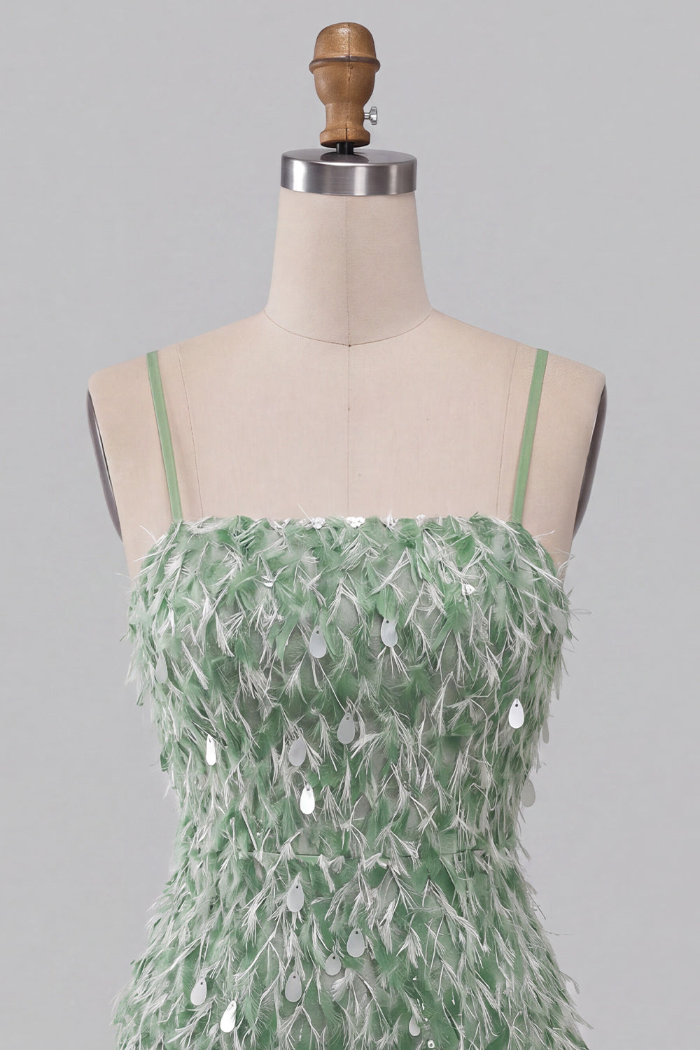 Green Bodycon Square Neck Sequin Fringe Homecoming Dress with Asymmetric Ruffled Hem