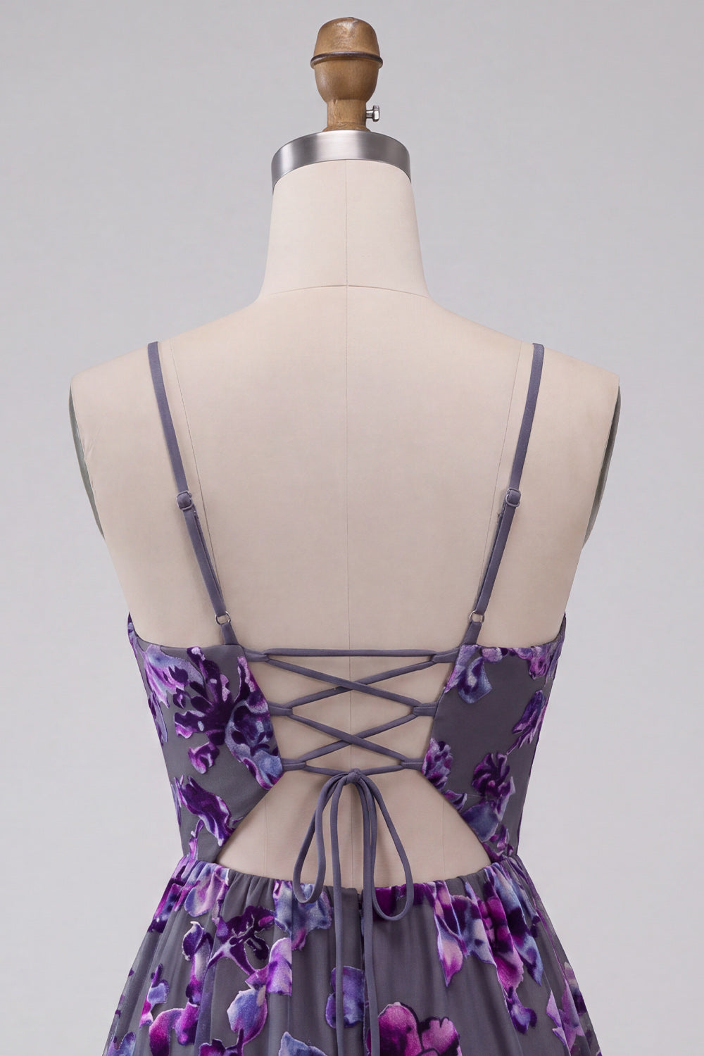 Plum A-Line Sweetheart Cutout Floral Short Homecoming Dress