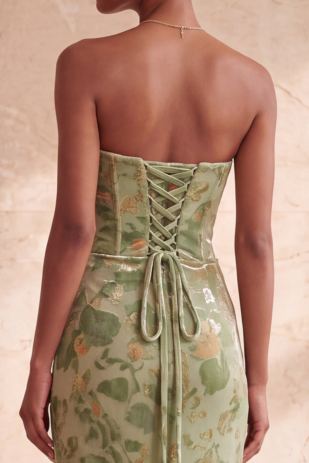 Green Mermaid Strapless Slit Ruched Long Formal Dress with Slit