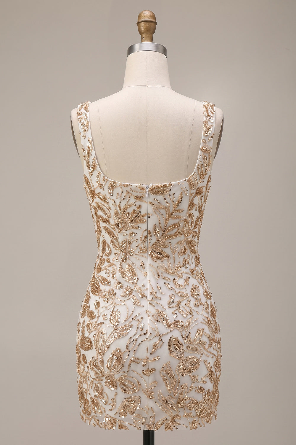 Champagne Sheath Square Neck Appliqued Short Homecoming Dress