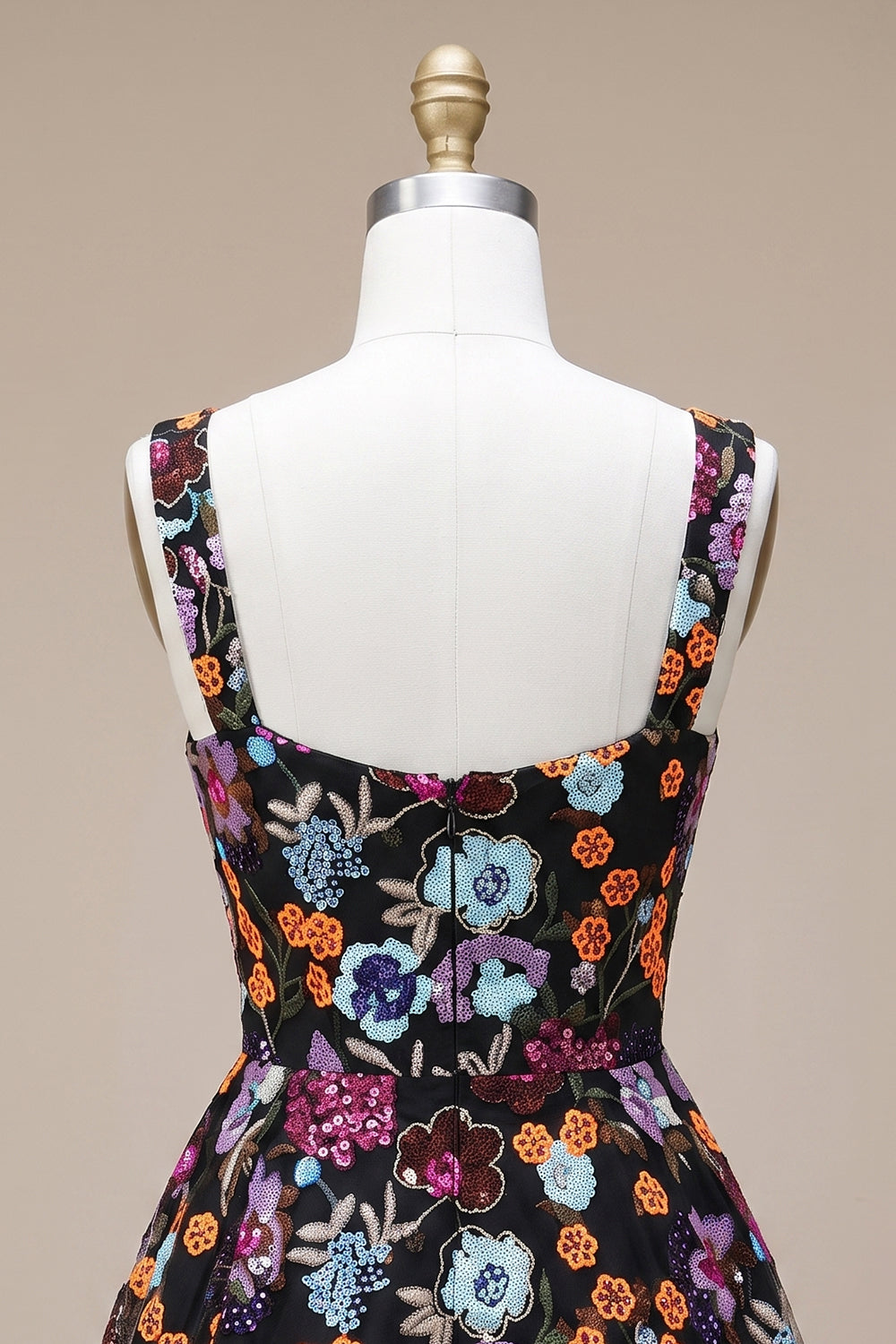 Black A-Line Sweetheart Floral Short Homecoming Dress