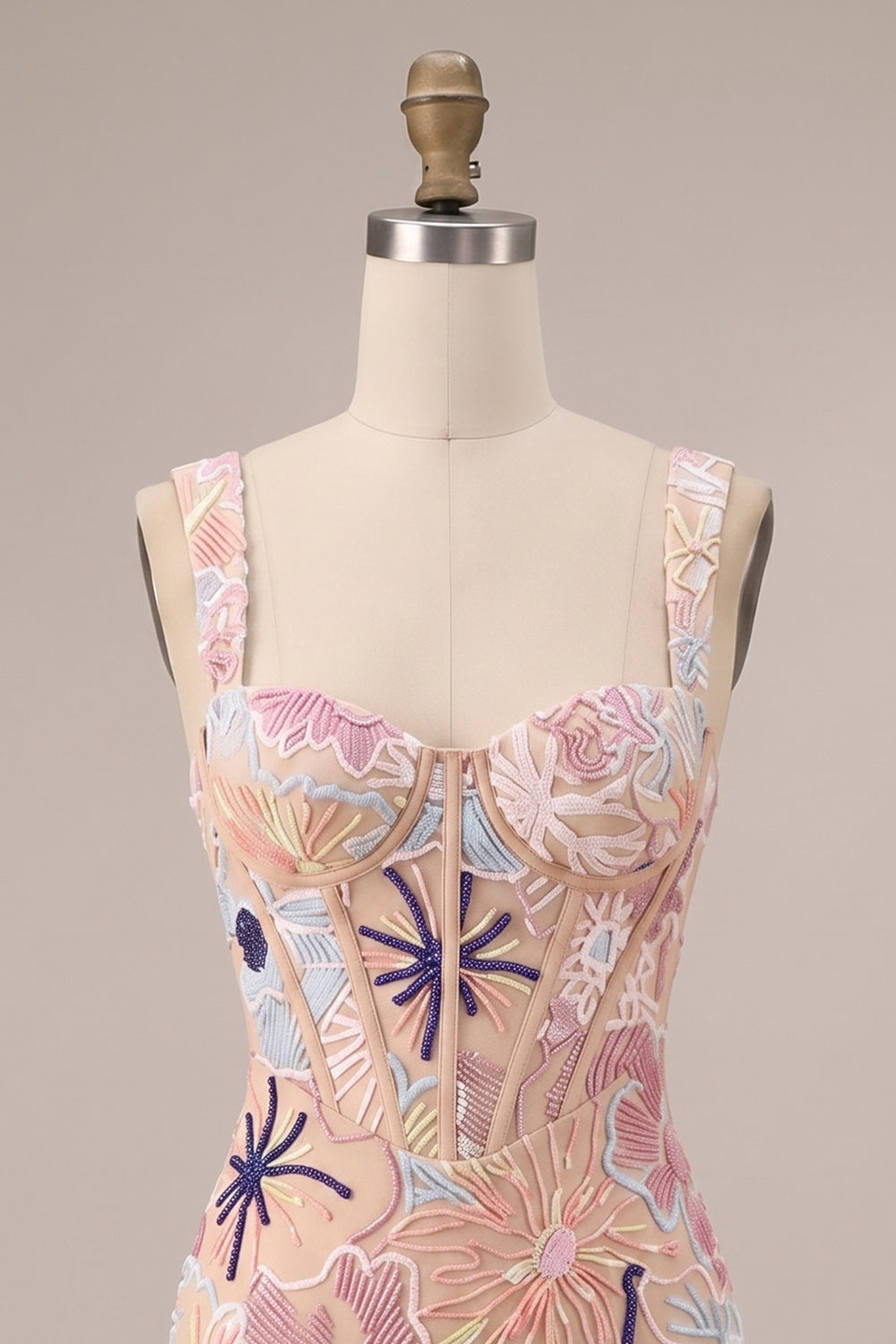 Pink Corset Bodycon Square Neck Mini Homecoming Dress with Appliques
