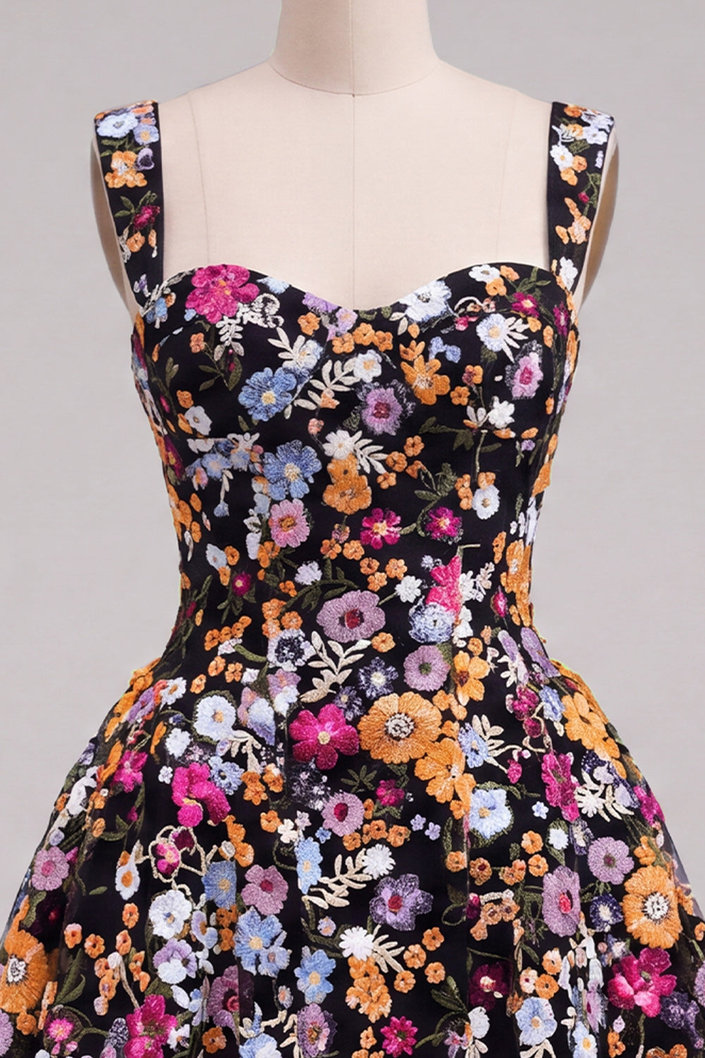 Apricot A-Line Sweetheart Floral Short Homecoming Dress with Sequins