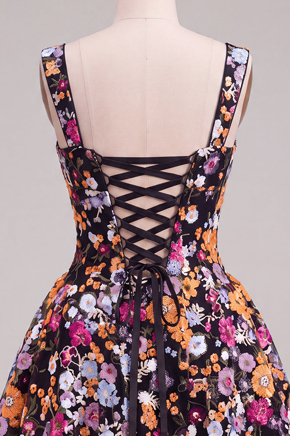 Apricot A-Line Sweetheart Floral Short Homecoming Dress with Sequins