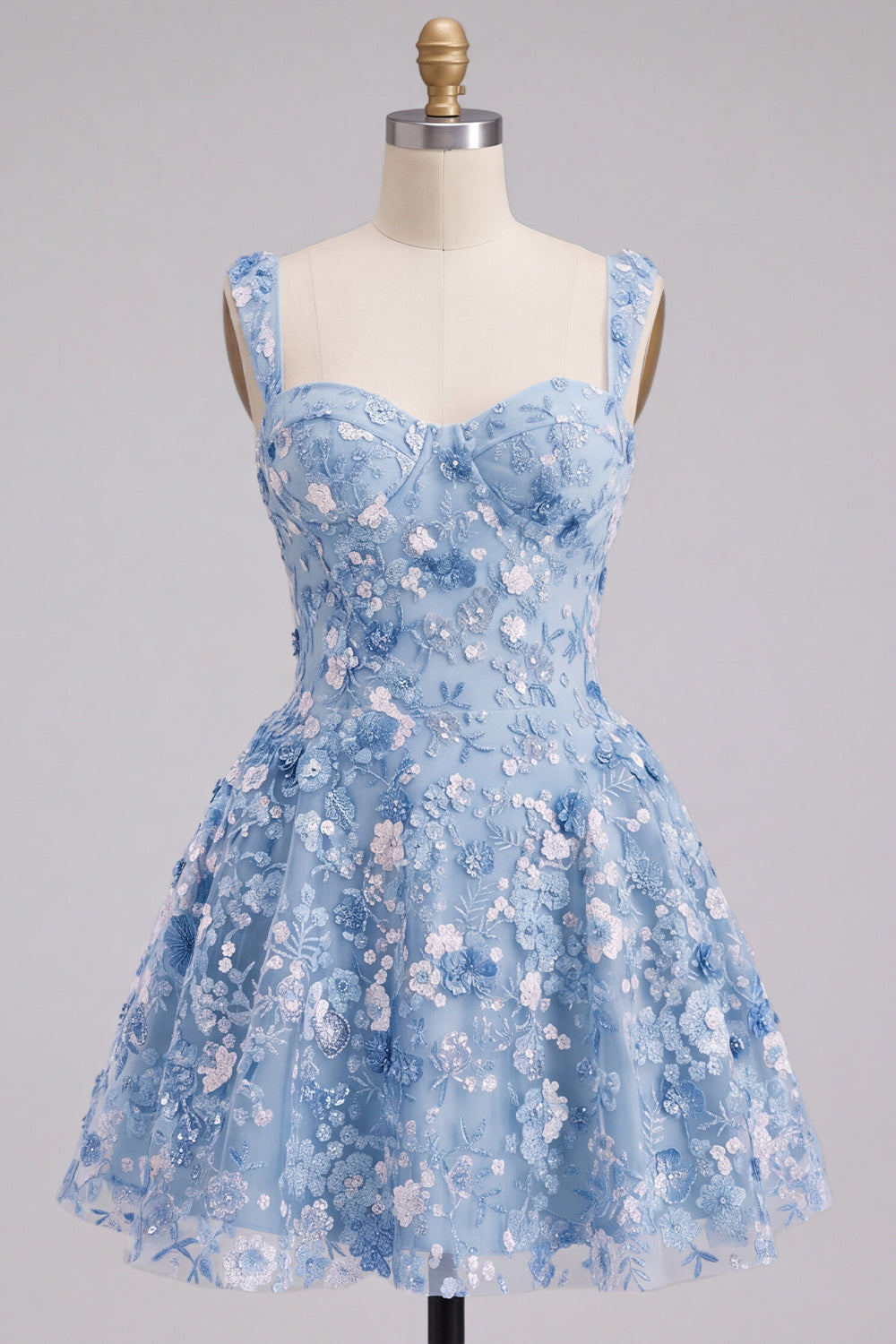 Apricot A-Line Sweetheart Floral Short Homecoming Dress with Sequins