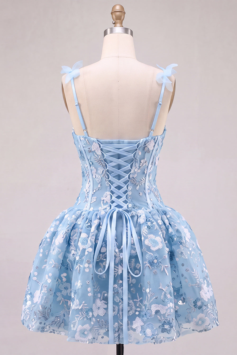 Pink A Line Corset Sweetheart Short Homecoming Dress with Flowers
