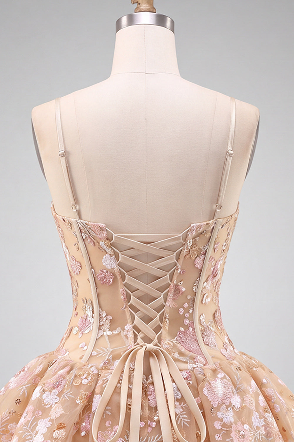 Apricot Corset Sweetheart Floral Short Homecoming Dress