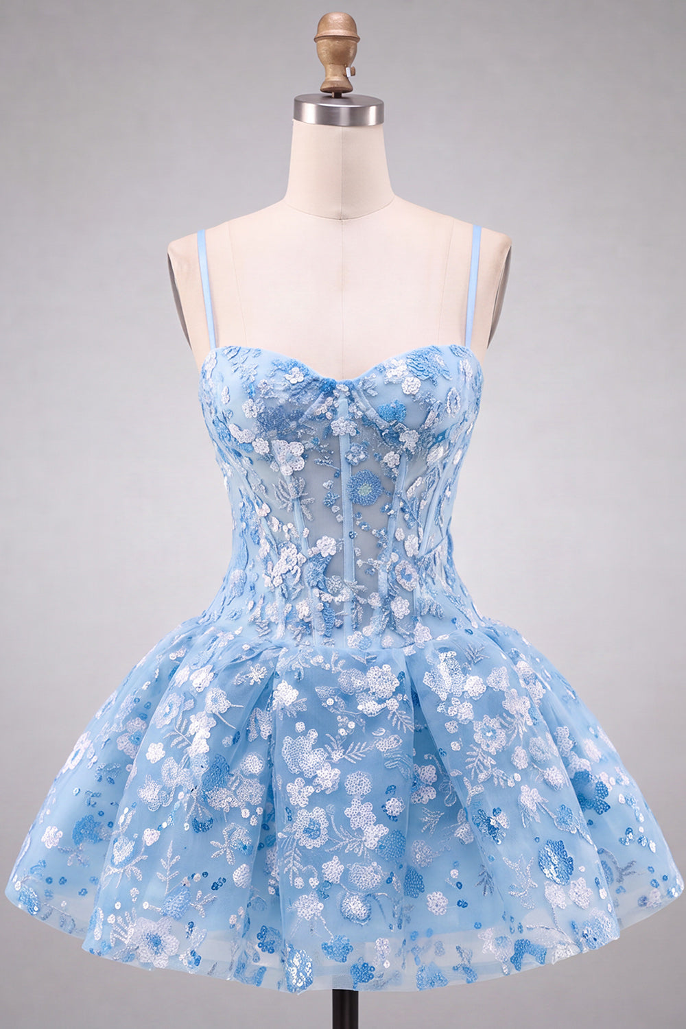 Apricot Corset Sweetheart Floral Short Homecoming Dress