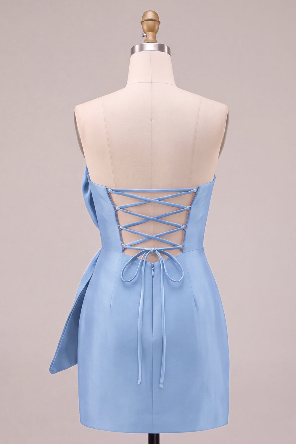 Royal Blue Bodycon Strapless Short Homecoming Dress with Front Oversized Bow