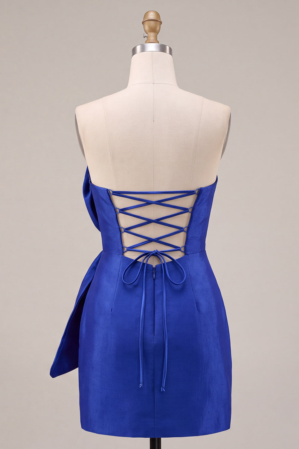 Royal Blue Bodycon Strapless Short Homecoming Dress with Front Oversized Bow