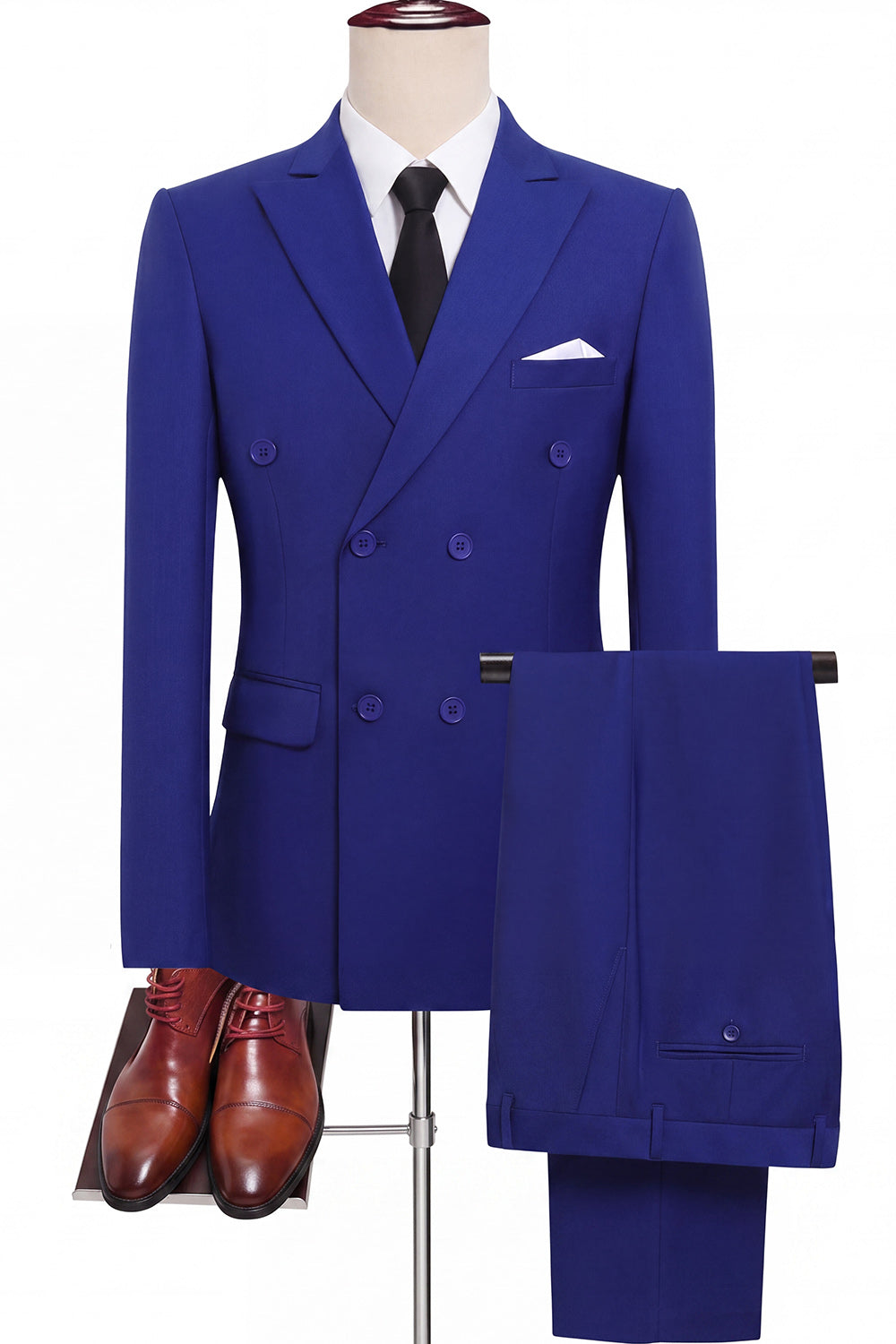Royal Blue 2 Piece Peak Lapel Double Breasted Men's Prom Suits