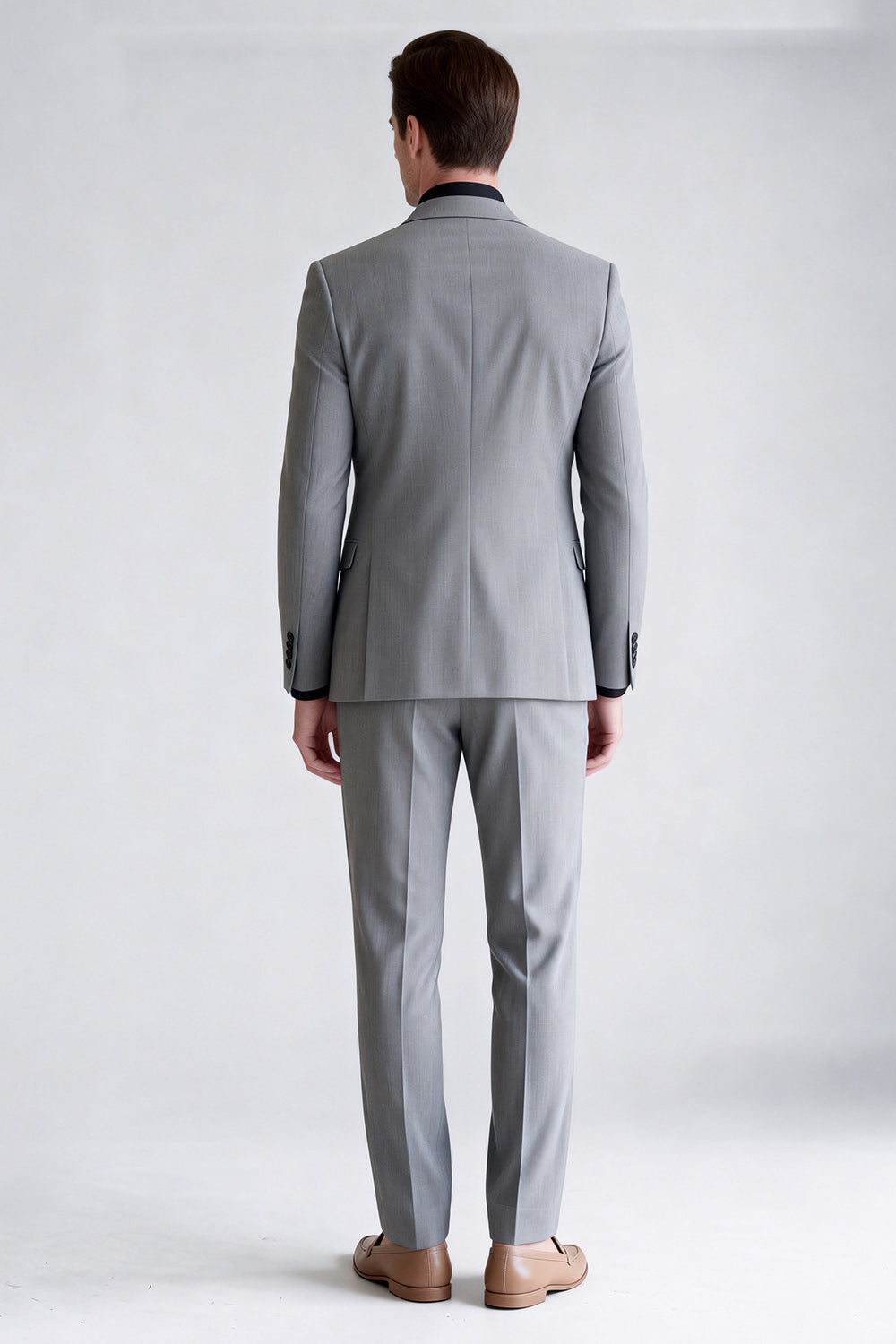 Trajes de fiesta para hombre de doble botonadura con solapa de pico de 2 piezas gris