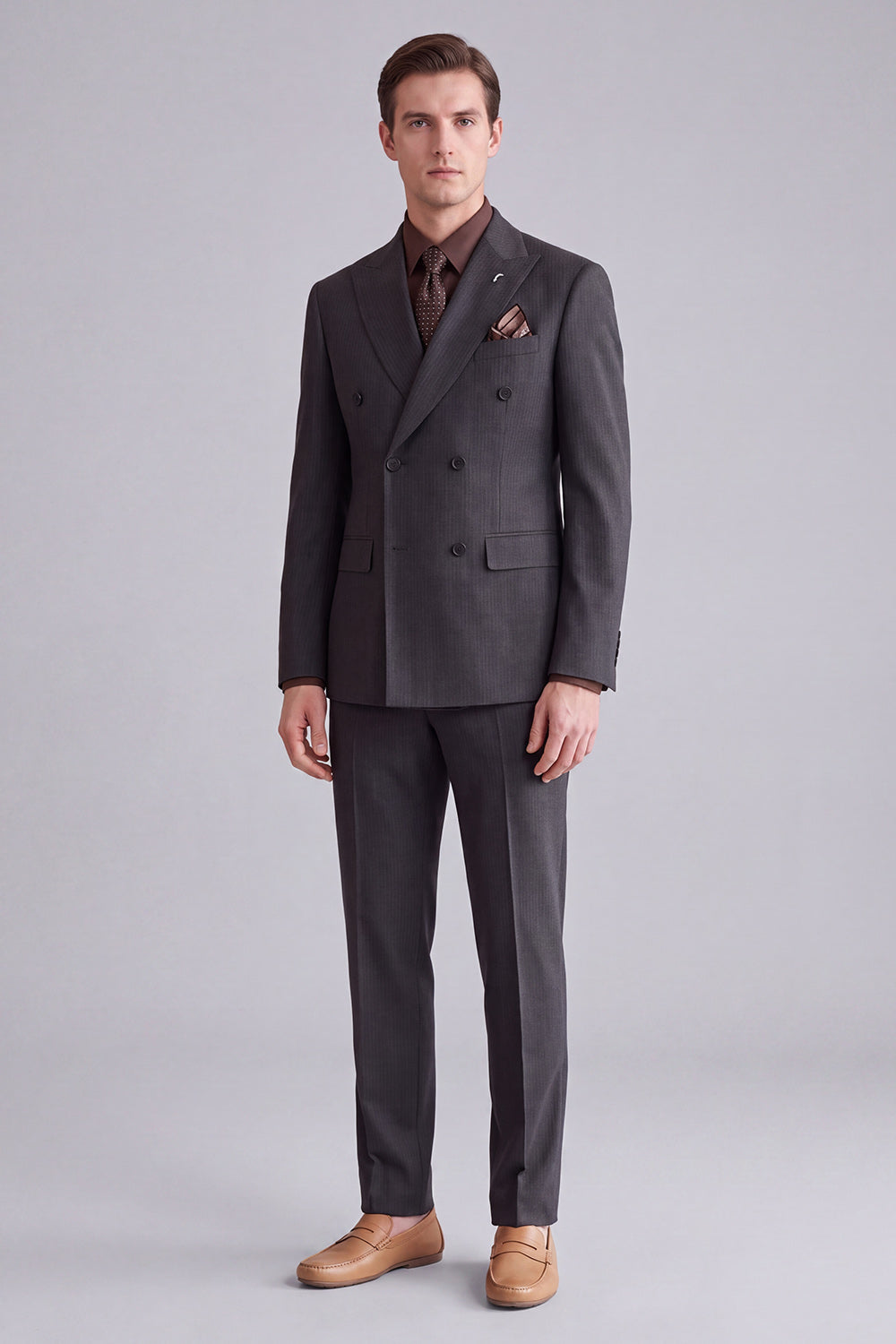 2 Piece Black Peak Lapel Double Breasted Men's Prom Suits