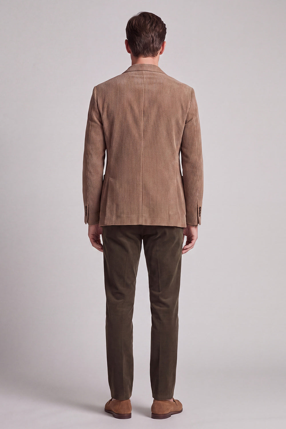 Khaki Notch Lapel Single-Breasted Two-Button Men's Blazer with Pockets