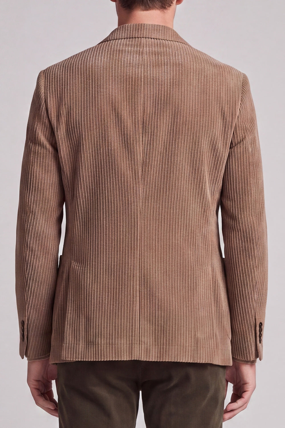 Khaki Notch Lapel Single-Breasted Two-Button Men's Blazer with Pockets