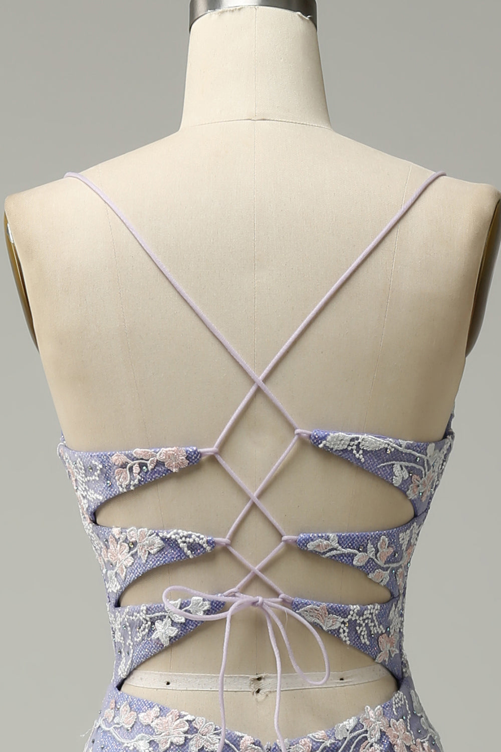 Robe de bal longue bleu clair sirène tendance col en V avec applications et fente