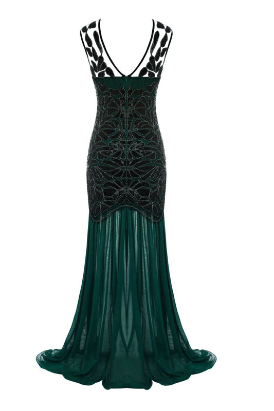 Robe Charleston à Sequins Vert Foncé Années 20
