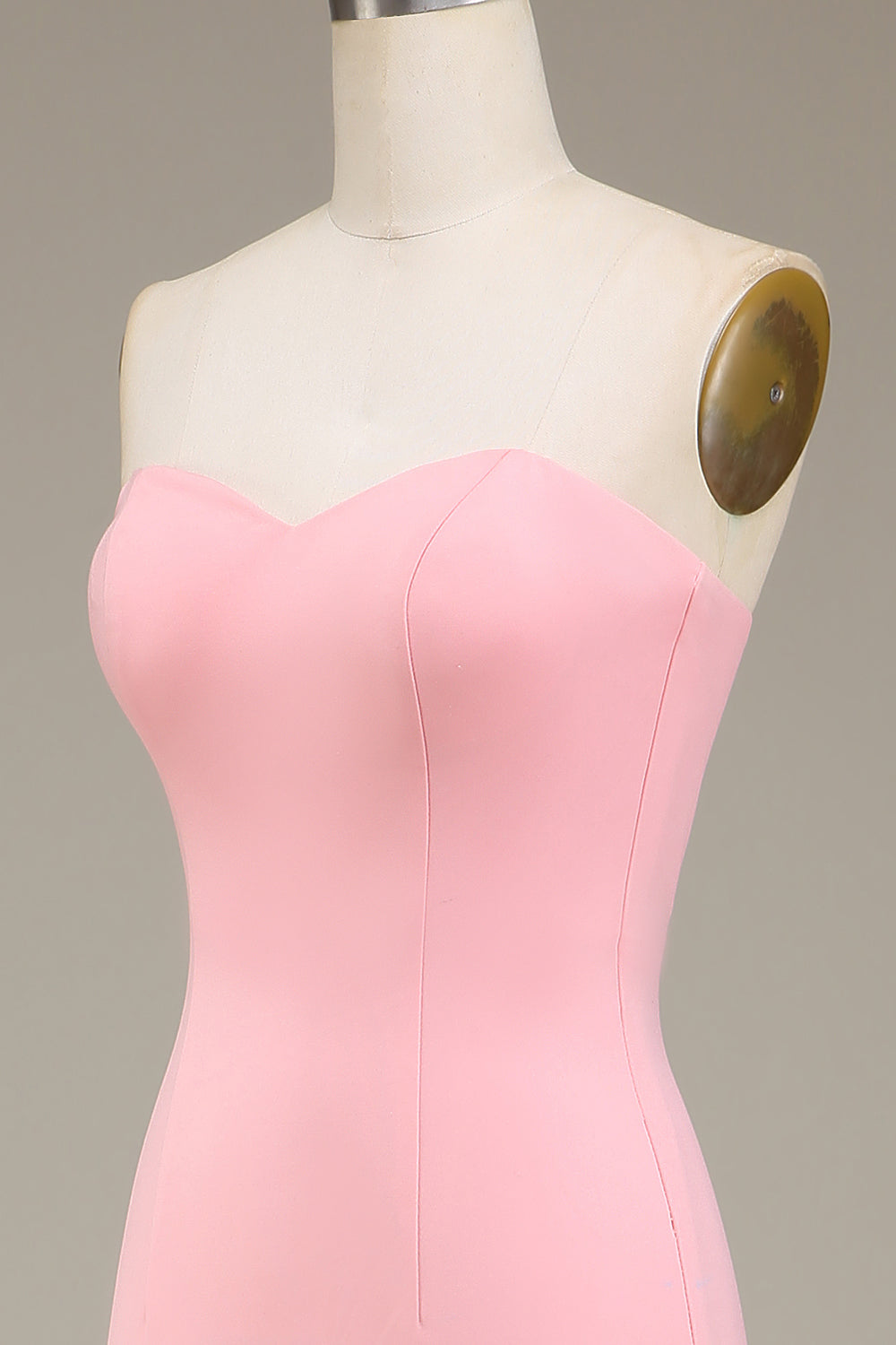 Robe de demoiselle d'honneur longue en satin sirène cœur rose poudré