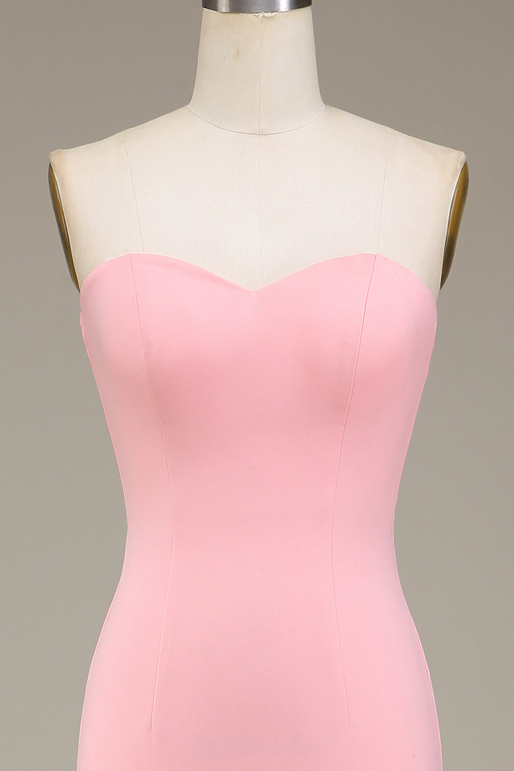 Robe de demoiselle d'honneur longue en satin sirène cœur rose poudré