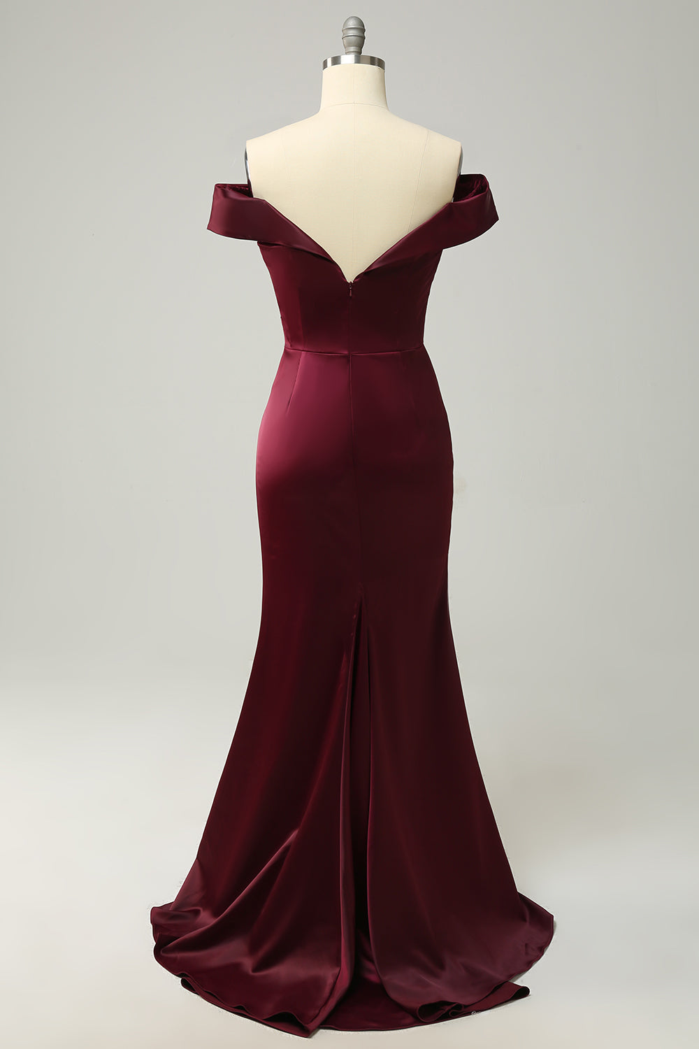Burgundy Off-The-Shoulder Sheath Long Bridesmaid Dress