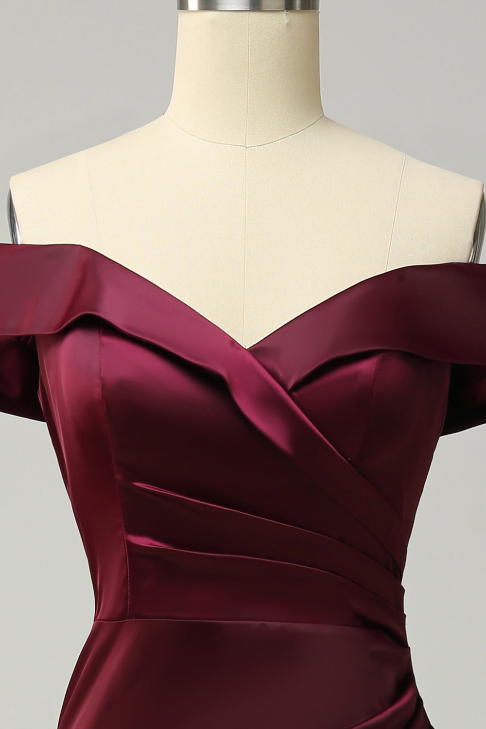 Burgundy Off-The-Shoulder Sheath Long Bridesmaid Dress