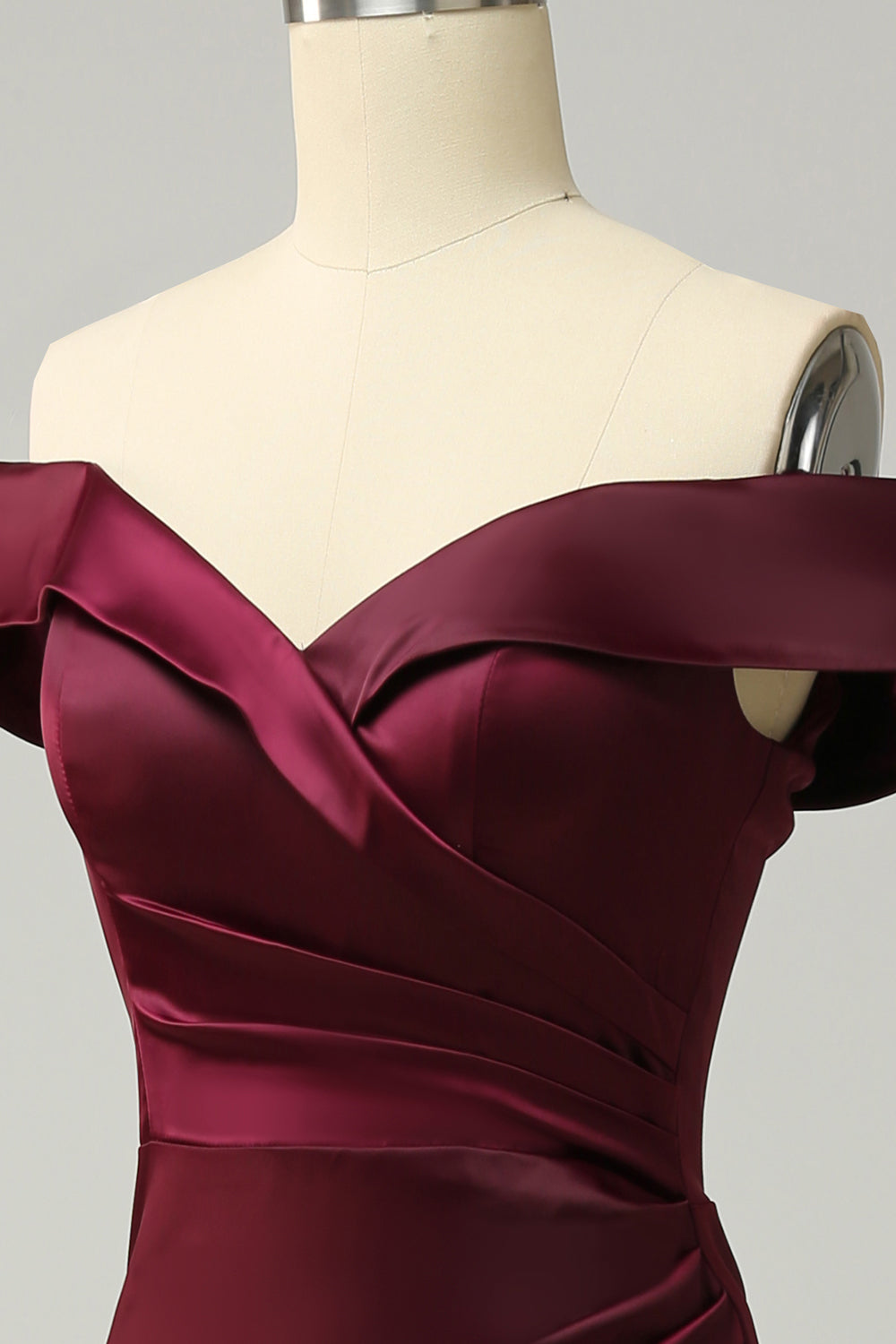 Burgundy Off-The-Shoulder Sheath Long Bridesmaid Dress